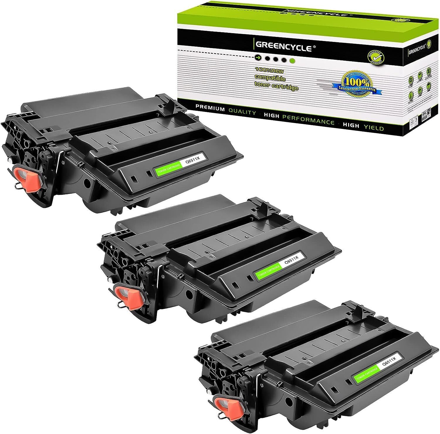 3PK High Yield Greencycle Laser Toner Q6511X fit for HP LaserJet 2420dn/2420dtn