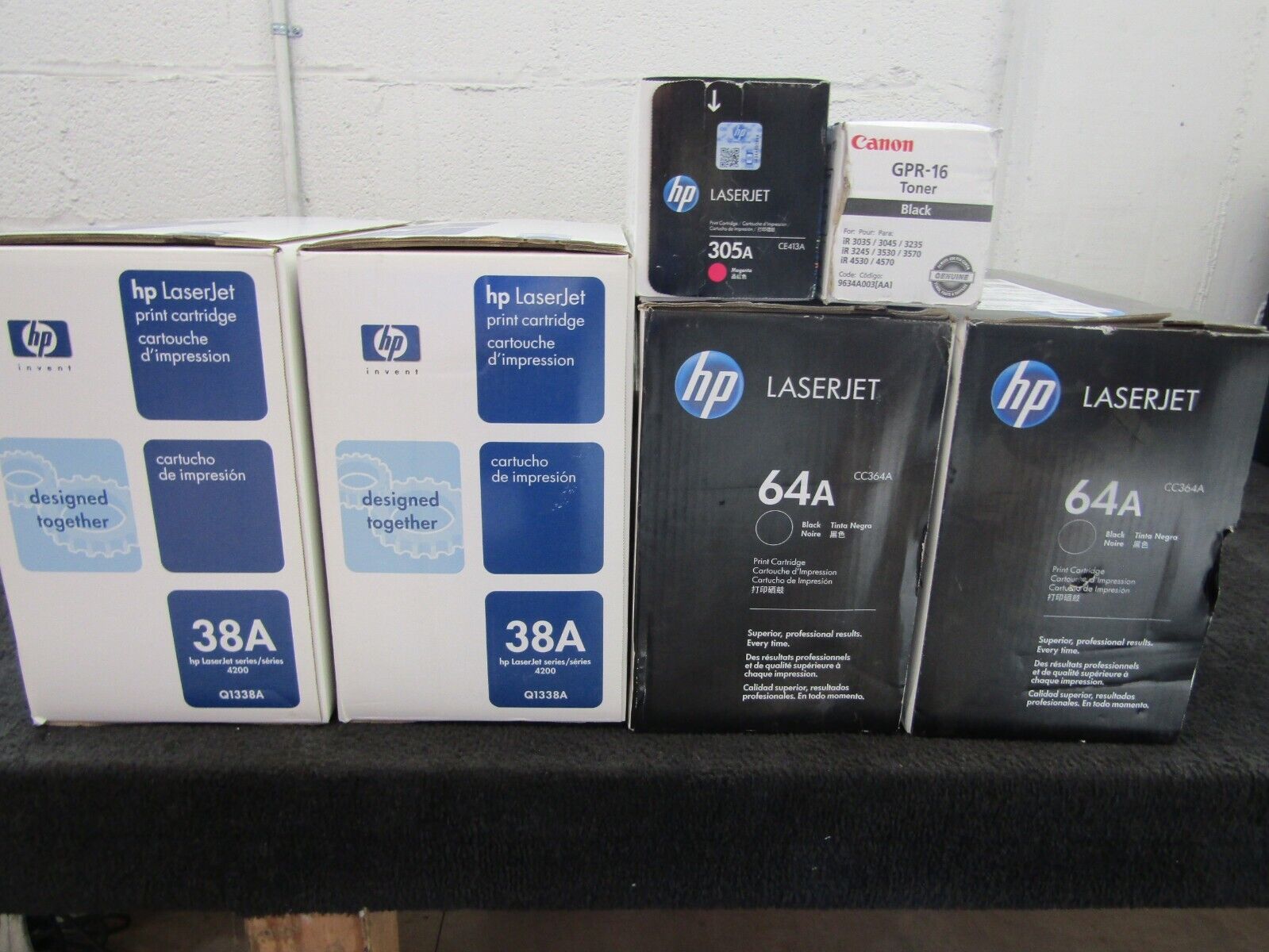 LOT of 6 Toner HP and Canon - 38A - 64A - 305A - GPR-16 - SEALED