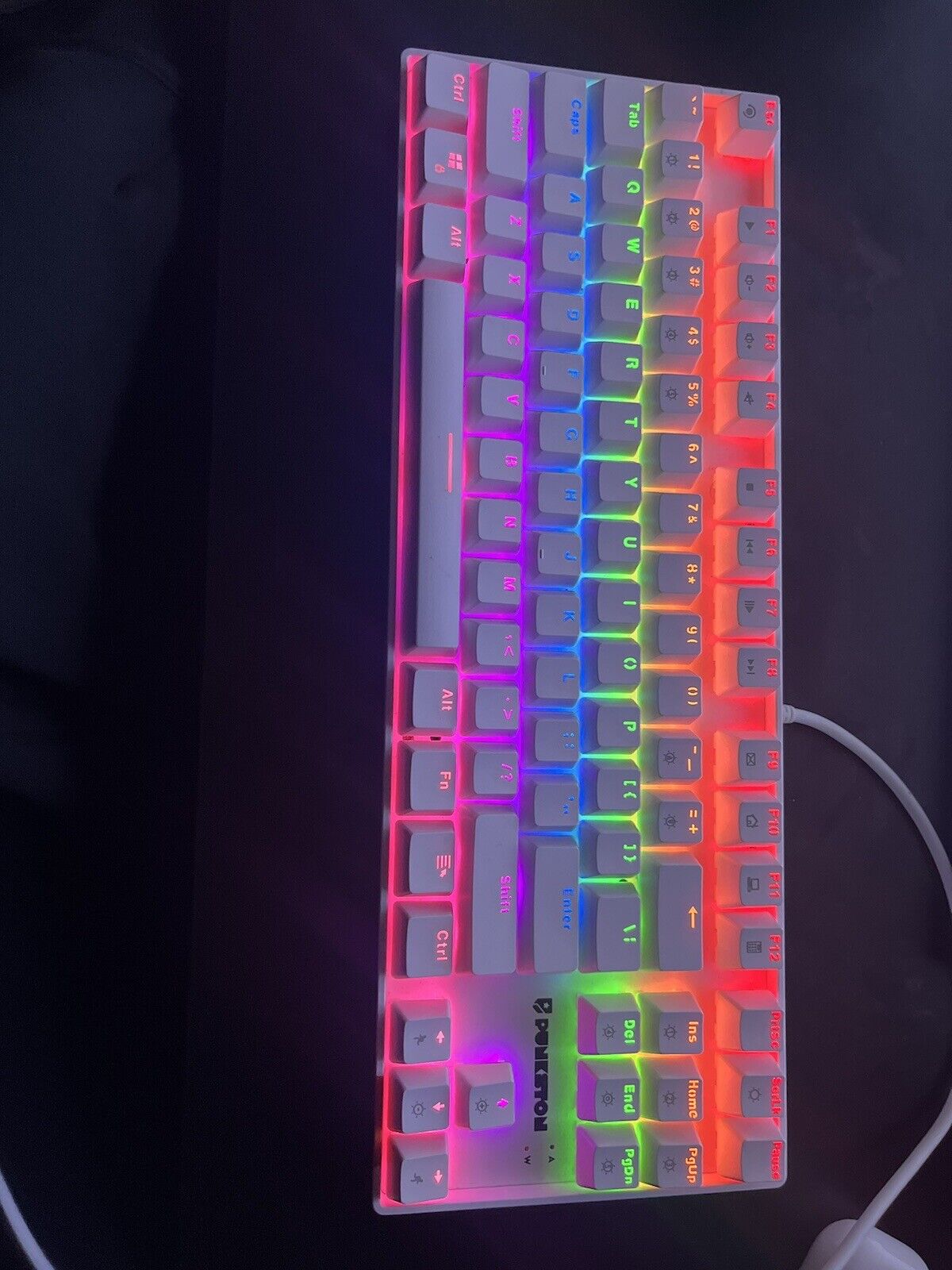 Punkston TK87 Mechanical Gaming Keyboard - White