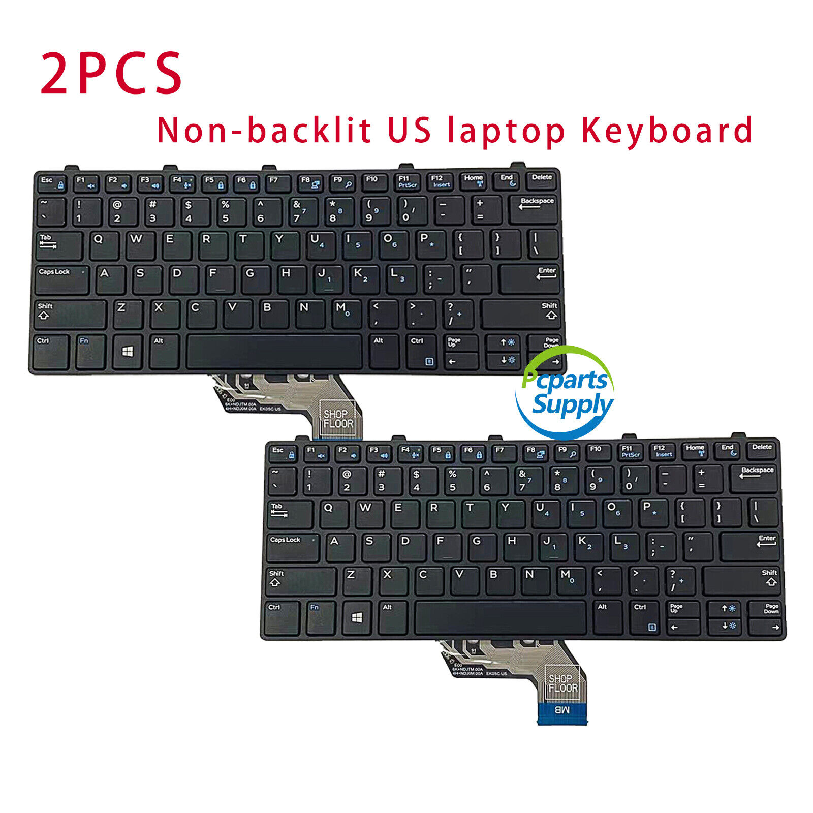 2PCS New For Dell Latitude 3180 3189 3190 Laptop Non-Backlit US Keyboard 0343NN