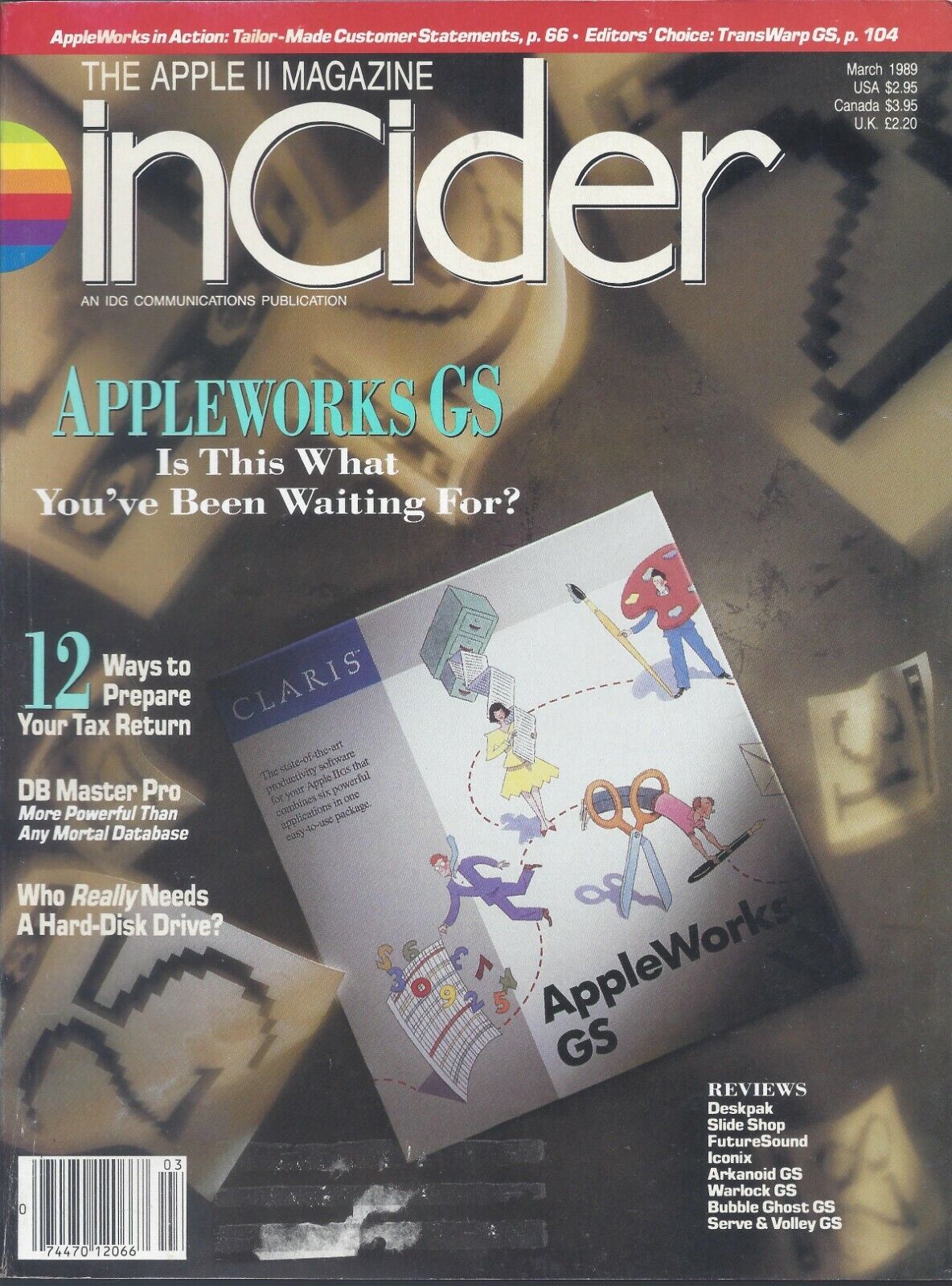 inCider Magazine, March 1989 for Apple II II+ IIe IIc IIgs