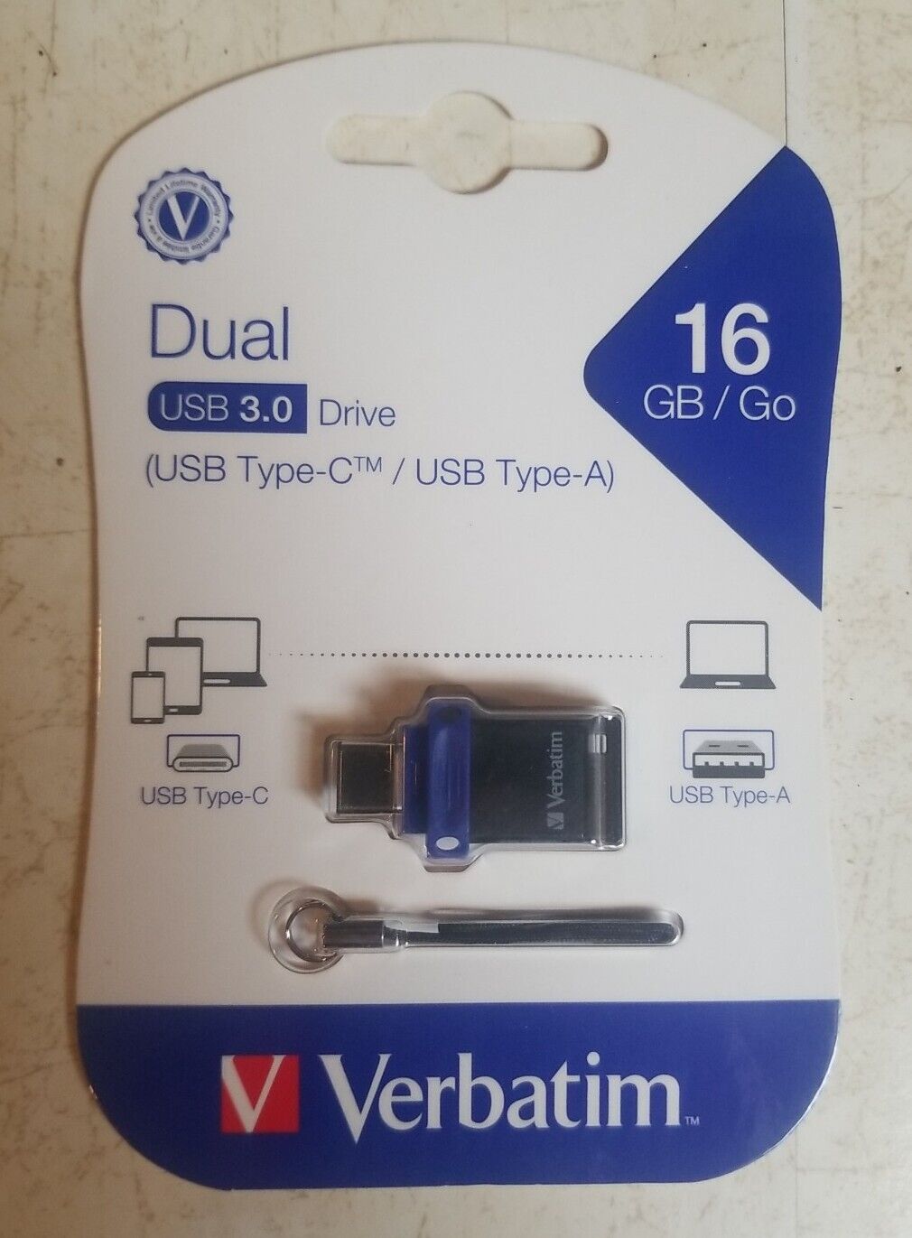 Verbatim 99153 Store 'n' Go Dual USB Flash Drive for USB-C Devices (16GB)