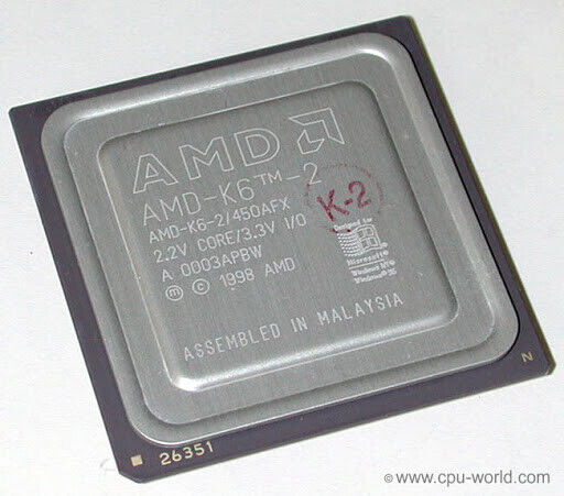 AMD K6-2/450AFX CPU 450 MHz Super Socket 7 Vintage Tested Good GOLD