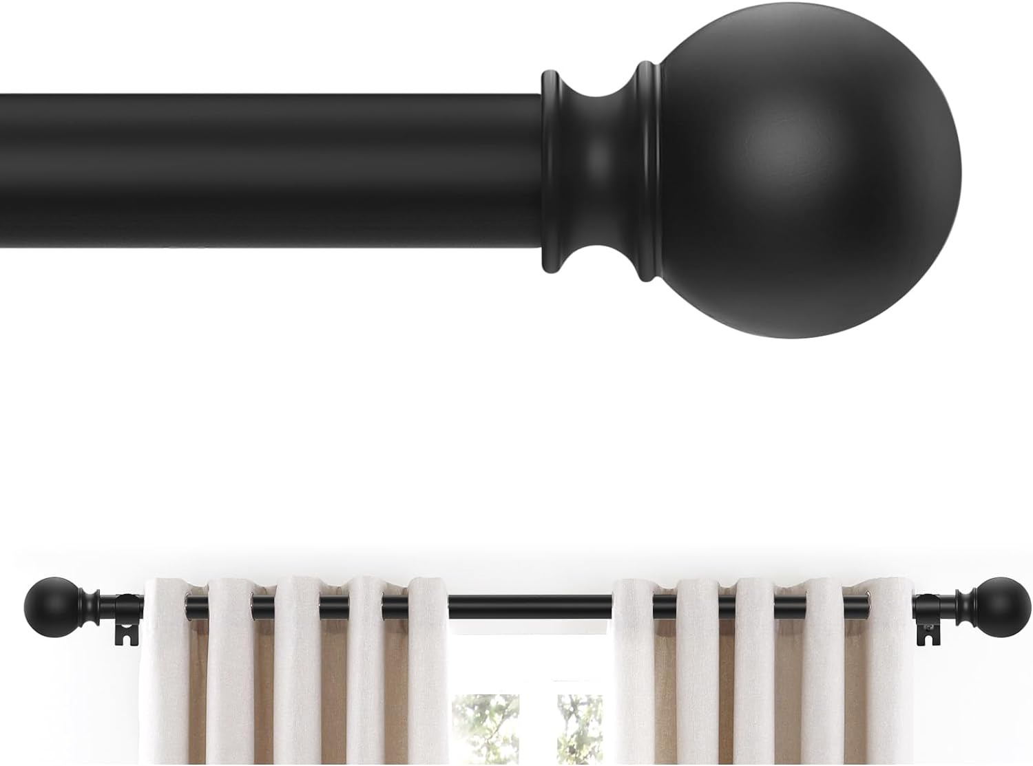 Black Curtain Rods 28 to 48 Inches(2.3-4 Feet),5/8 Inch Splicing Drapery Rods,Sm