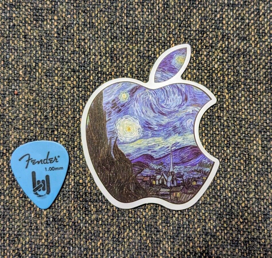 Starry Night Apple Logo Inspired Sticker. CUSTOM ART DESIGN 