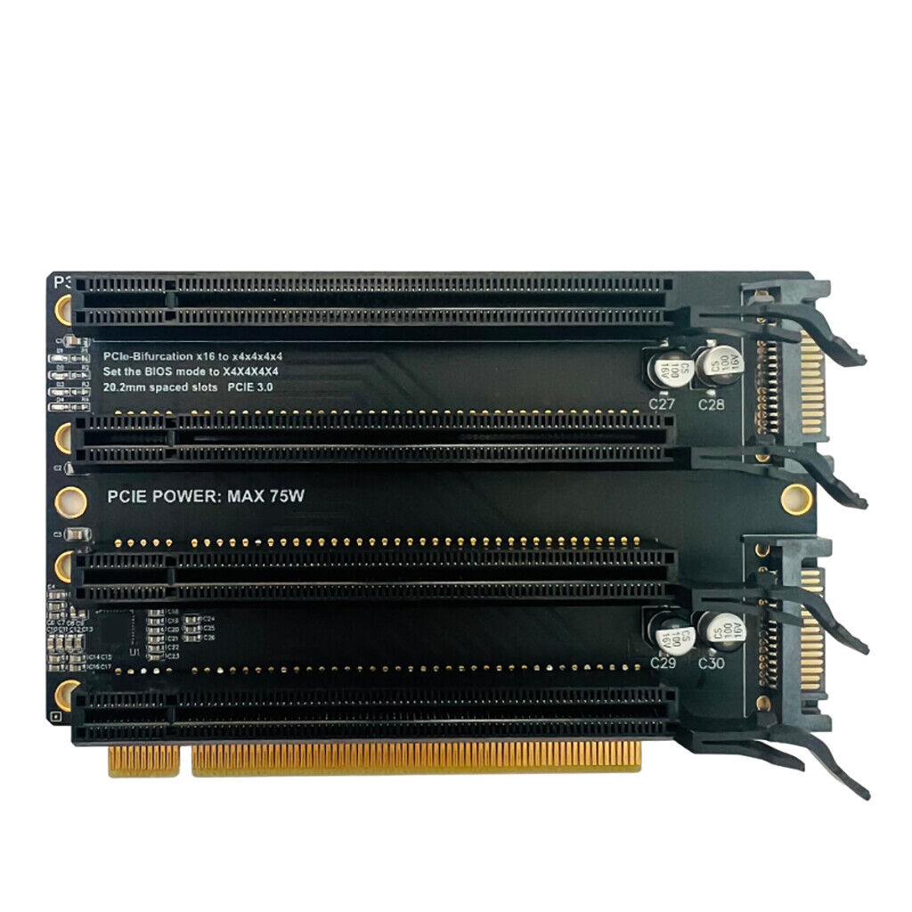 4 Port Expansion 20.2mm x16 x4x4x4x4 PCIe-Bifurcation PCI-E Slots Supply Split