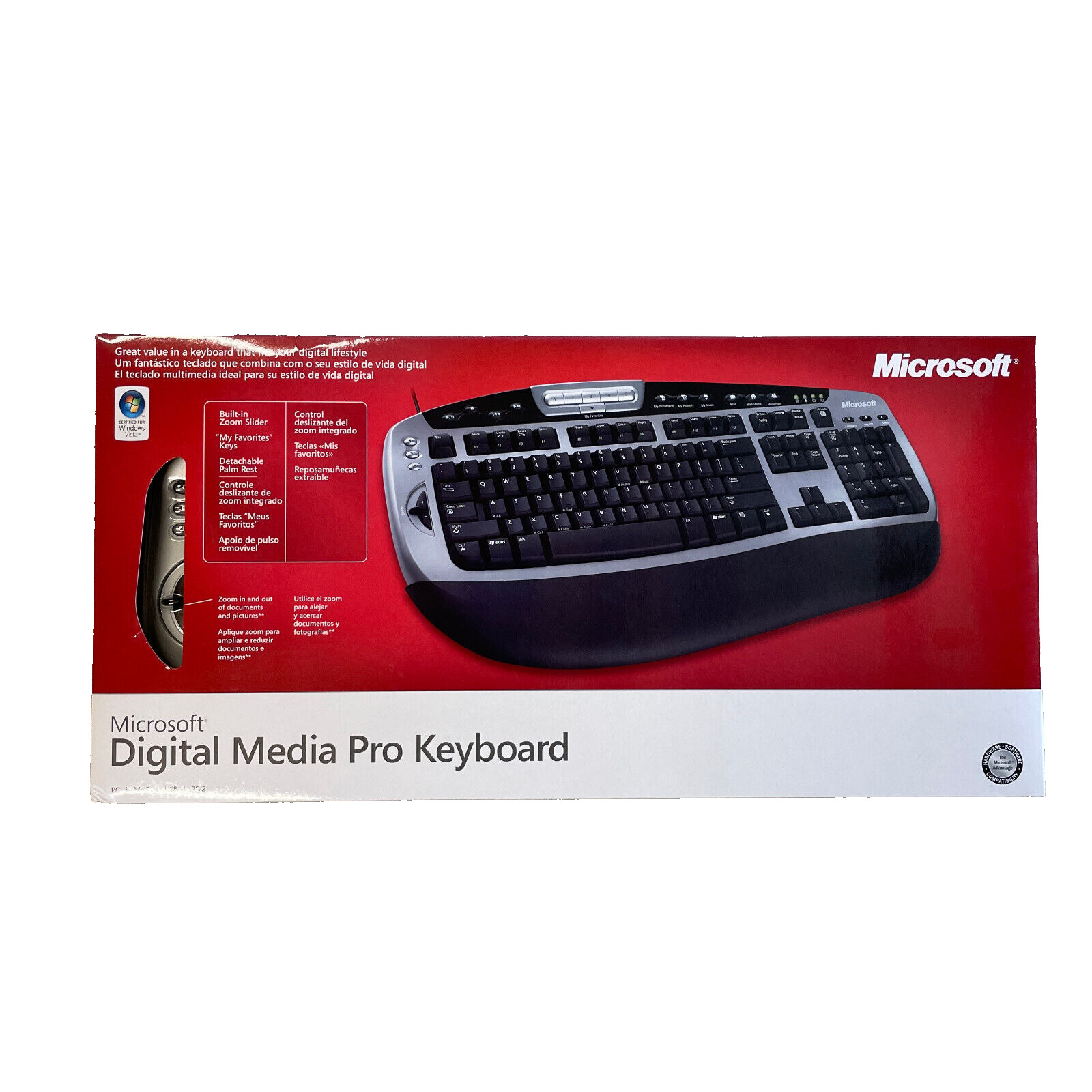 Microsoft Digital Media Pro Multimedia USB PS/2 Keyboard + Detachable Palm Rest