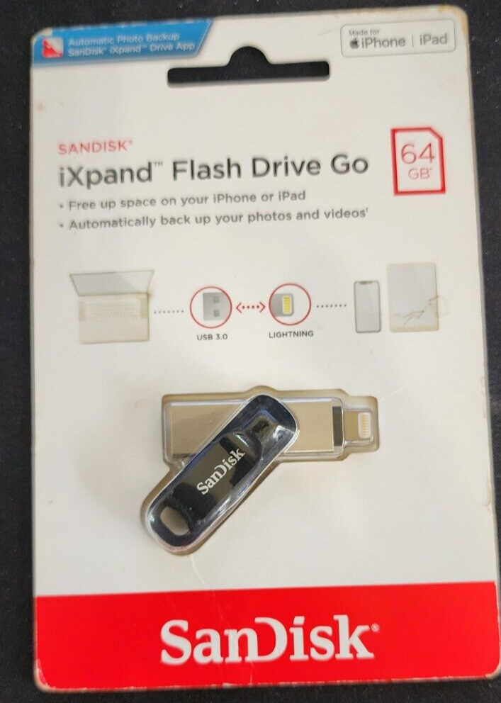 Sandisk iXpand Flash Drive Go for iPhone iPad 64 GB Photo & Video Backup NEW