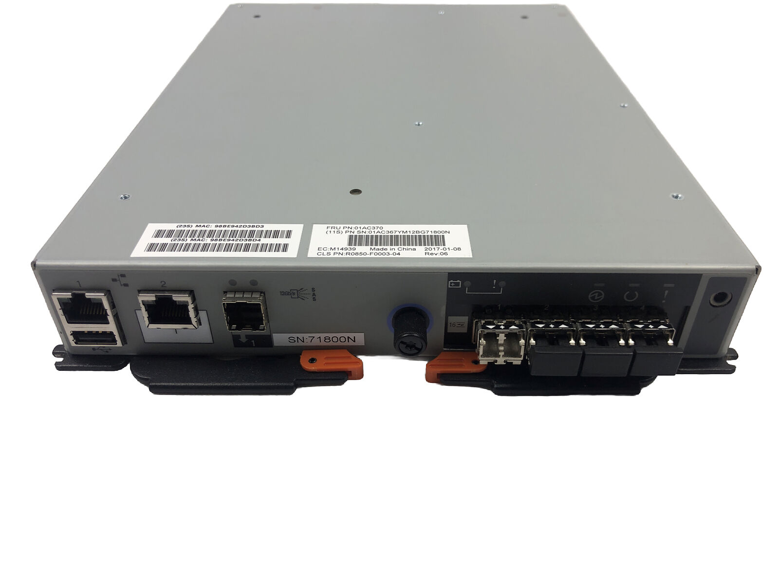 IBM Storwize V5000 Controller Module 4-Port 6Gb/s SAS 4-Port SFP+ PN: 01AC370