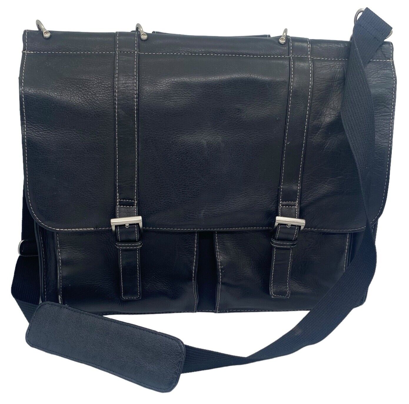 Vintage Wilsons Leather Black  Messenger Laptop Crossbody Bag Briefcase Business
