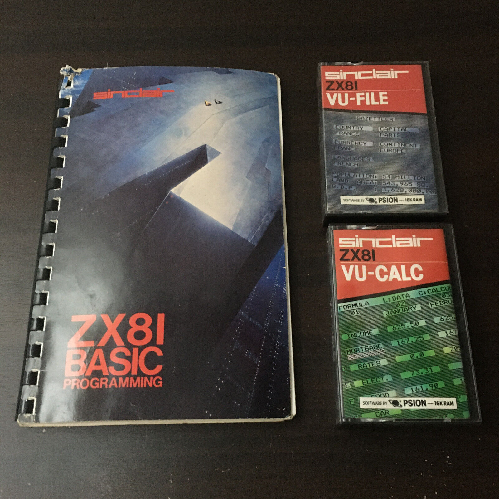 Sinclair ZX81 16K Software Bundle VU-CALC VU-FILE BASIC PROGRAMMING MANUAL