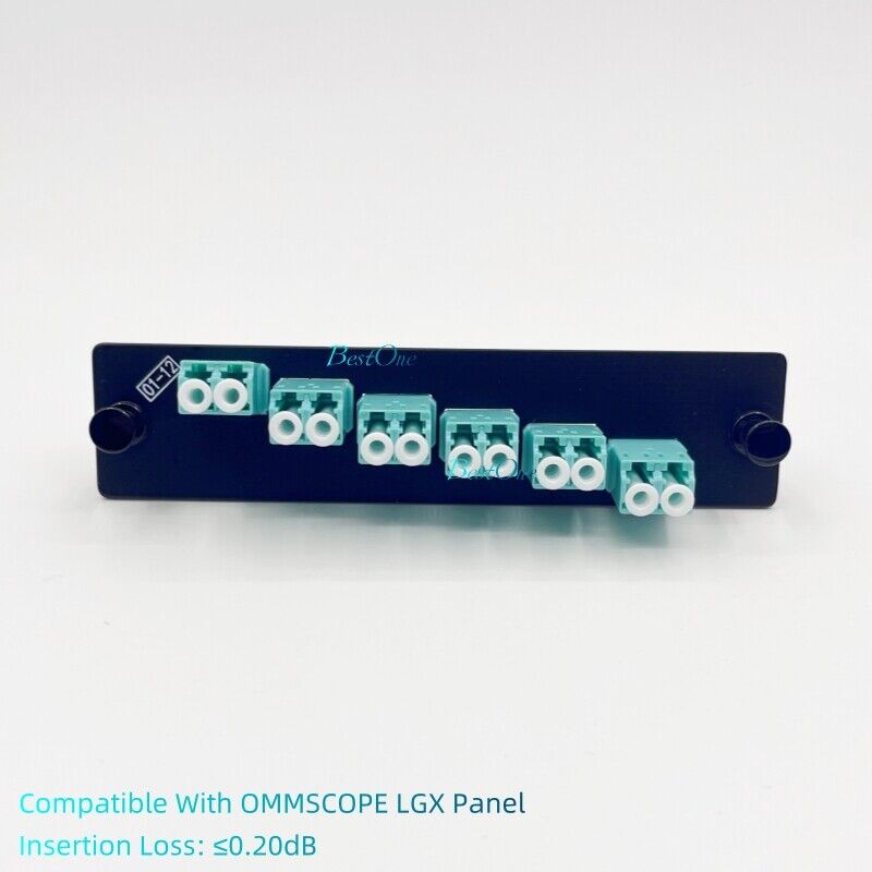 LGX Fiber Optic Panel 12 Port 6 LC Duplex Adapter OM3 OM4 Compatible COMMSCOPE