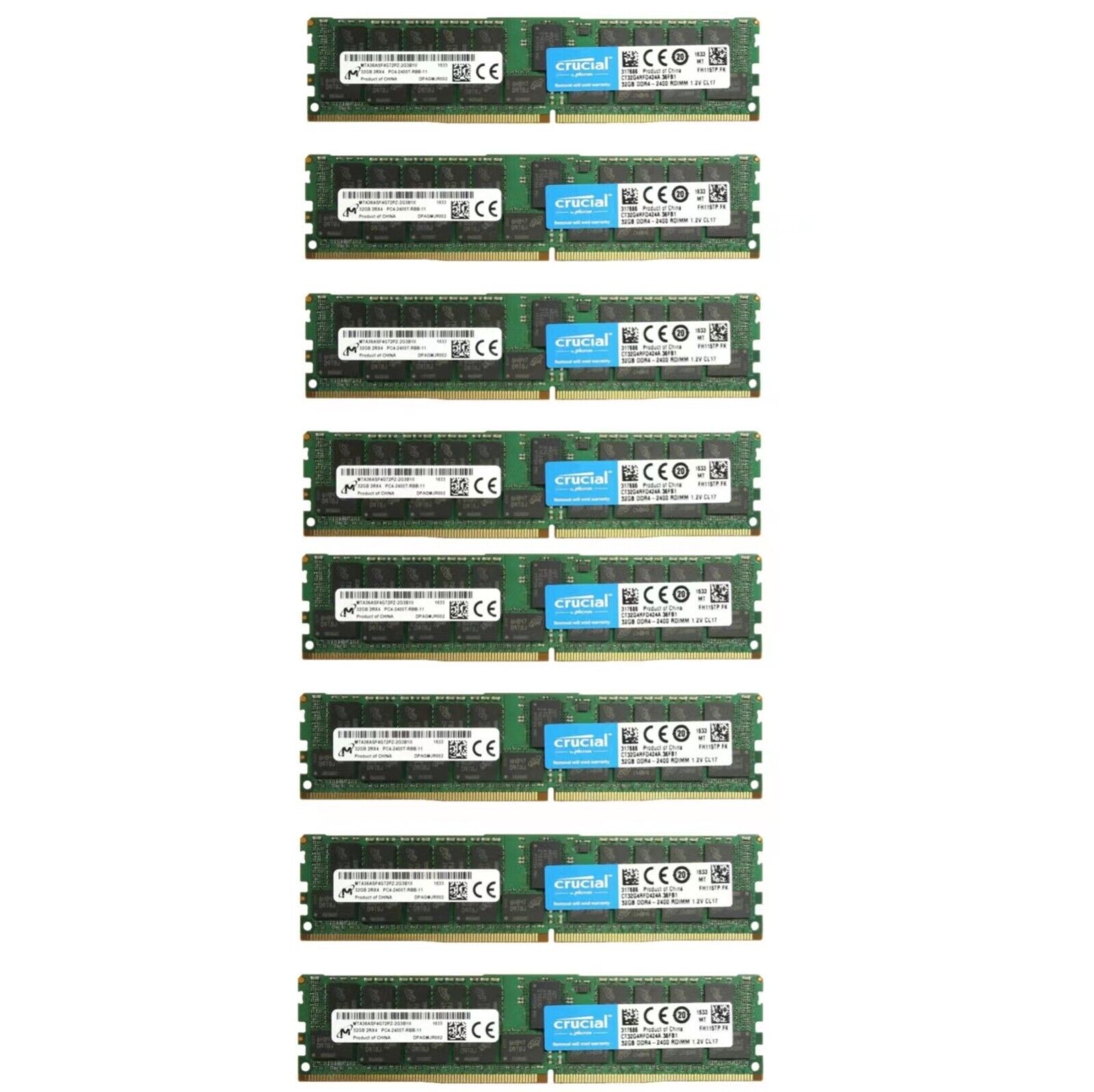 New Crucial 256GB (8X 32GB) DDR4 2666MHz ECC Registered Memory Ram CT32G4RFD4266