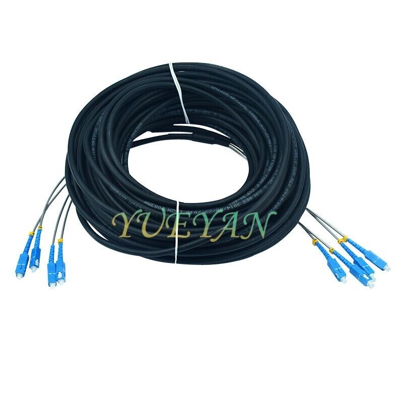 200M Field Outdoor Cable SC-SC UPC 4 Strand 9/125 Single Mode Fiber Patch Cord