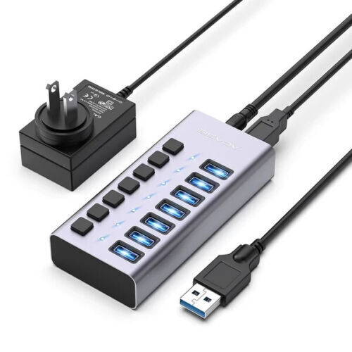 ACASIS Multi-Port USB 3.0 Hub Splitter Adapter 12V Standalone Switch for PC Lapt