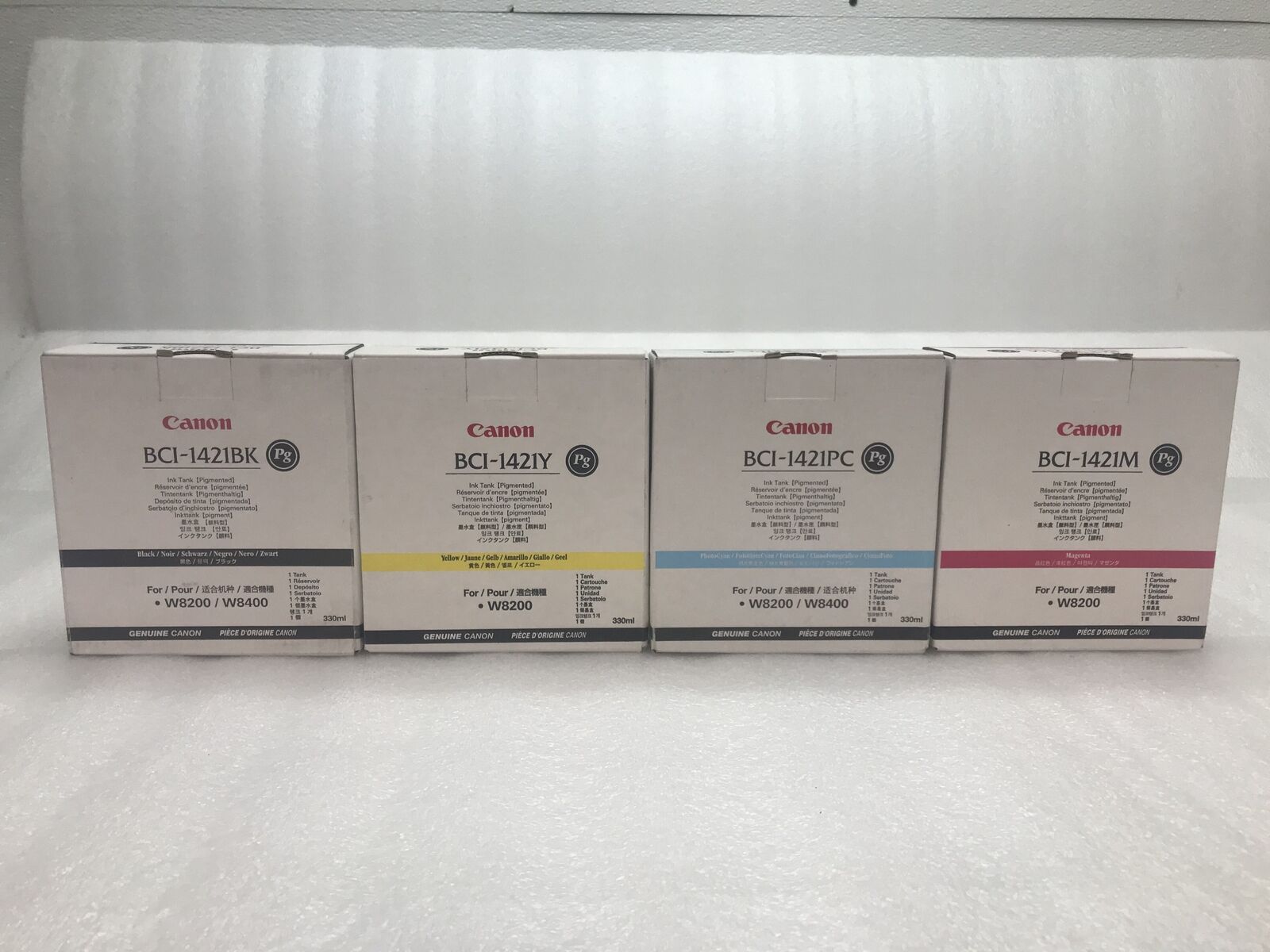 Set of 4 Canon BCI-1421 Black, Cyan, Magenta, Yellow Ink Tanks for W8200/W8400
