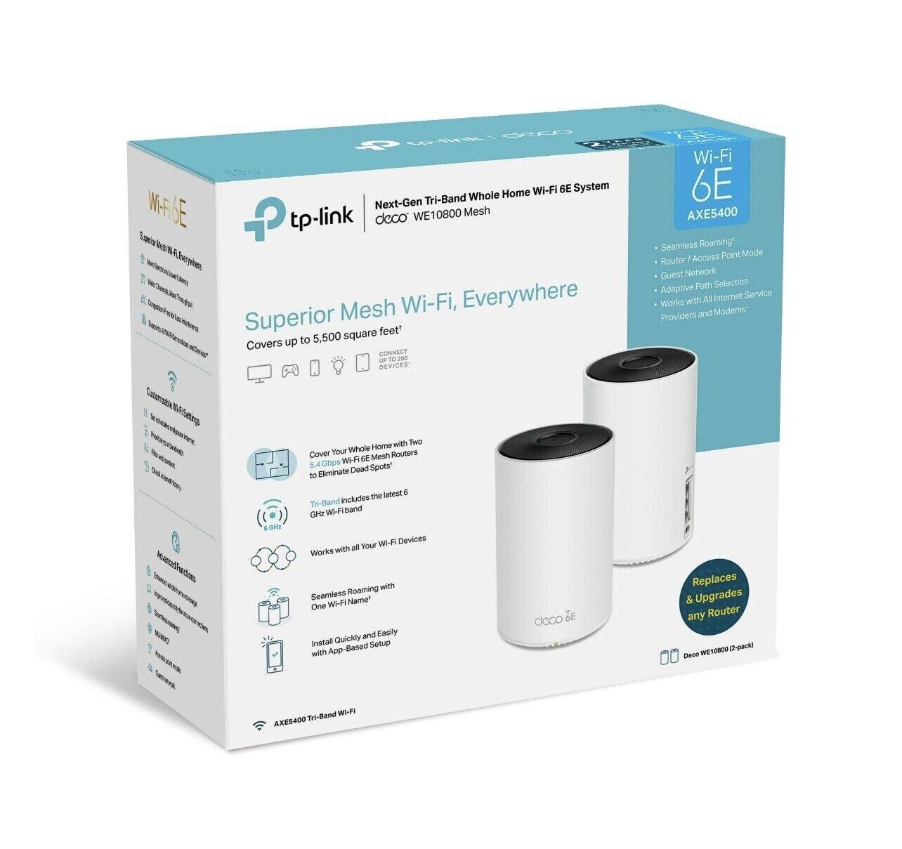TP-LINK Deco AXE5400 XE75 Tri-Band Wi-Fi 6E Router Mesh System - White (2-Pack)