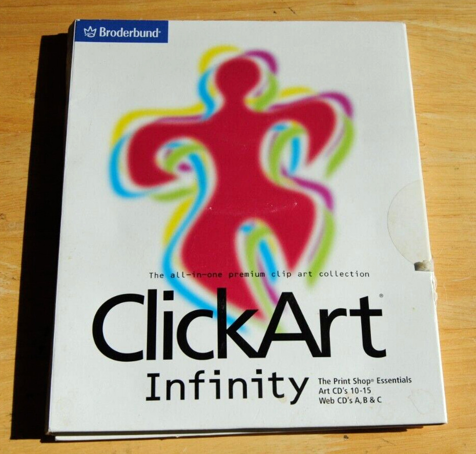 ClickArt Infinity CD 1-9, 10-15 Print Shop Essentials 6.0 21 CDs + ClickArt 50K