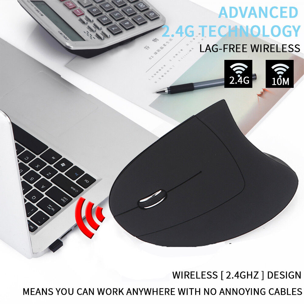 Ergonomic Vertical 2.4G Wireless Left Hand Optical 6D 1600DPI Gaming Mouse