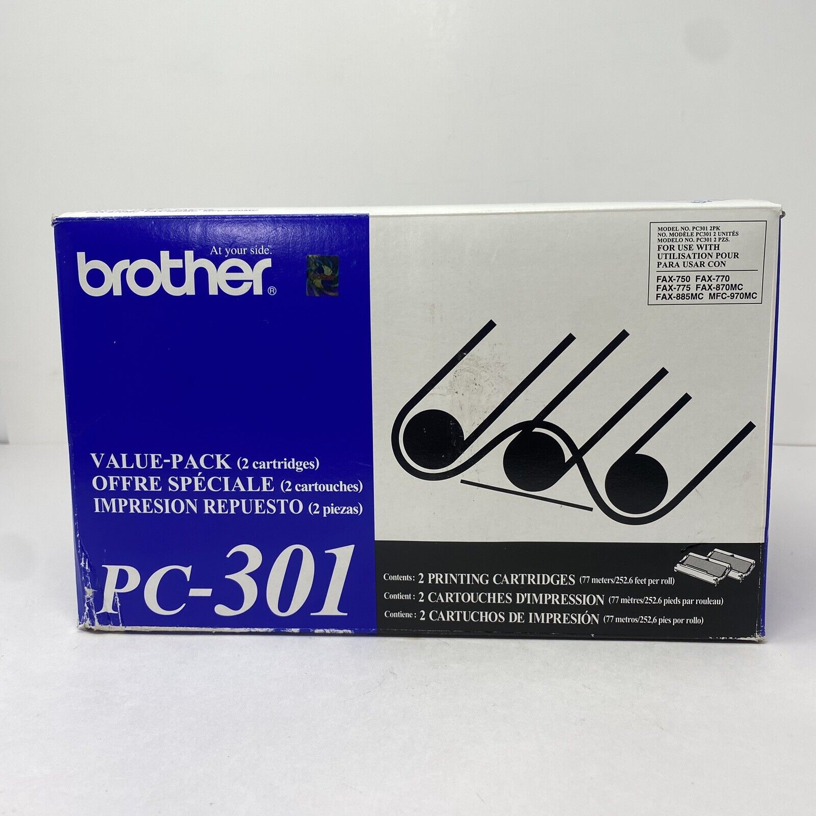 Genuine Brother PC-301 Black Print Cartridges, 2-pack