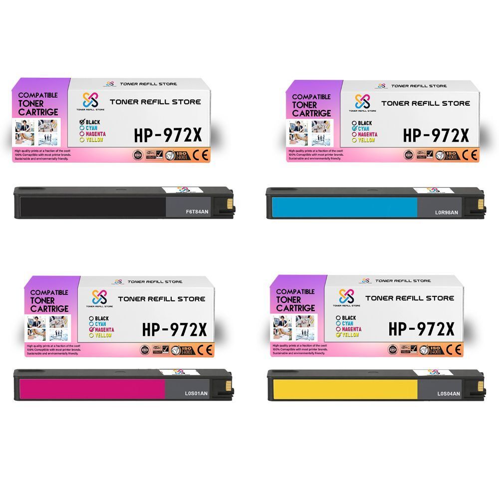4PK TRS 972X BCMY HY Compatible for HP PageWide Pro 452dn 477dn Ink Cartridge