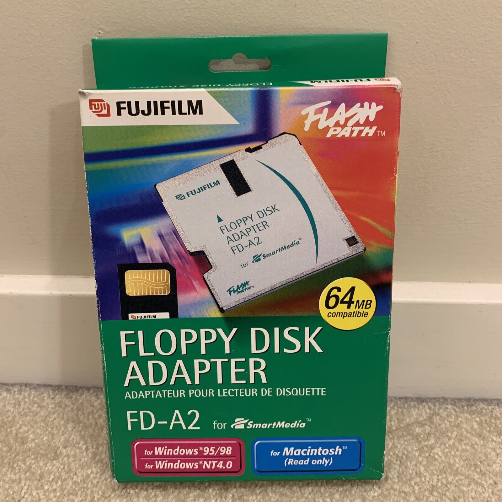 Fujifilm Floppy Disk Adapter FD-A2 Flash Path SmartMedia 64 MB PC MAC New