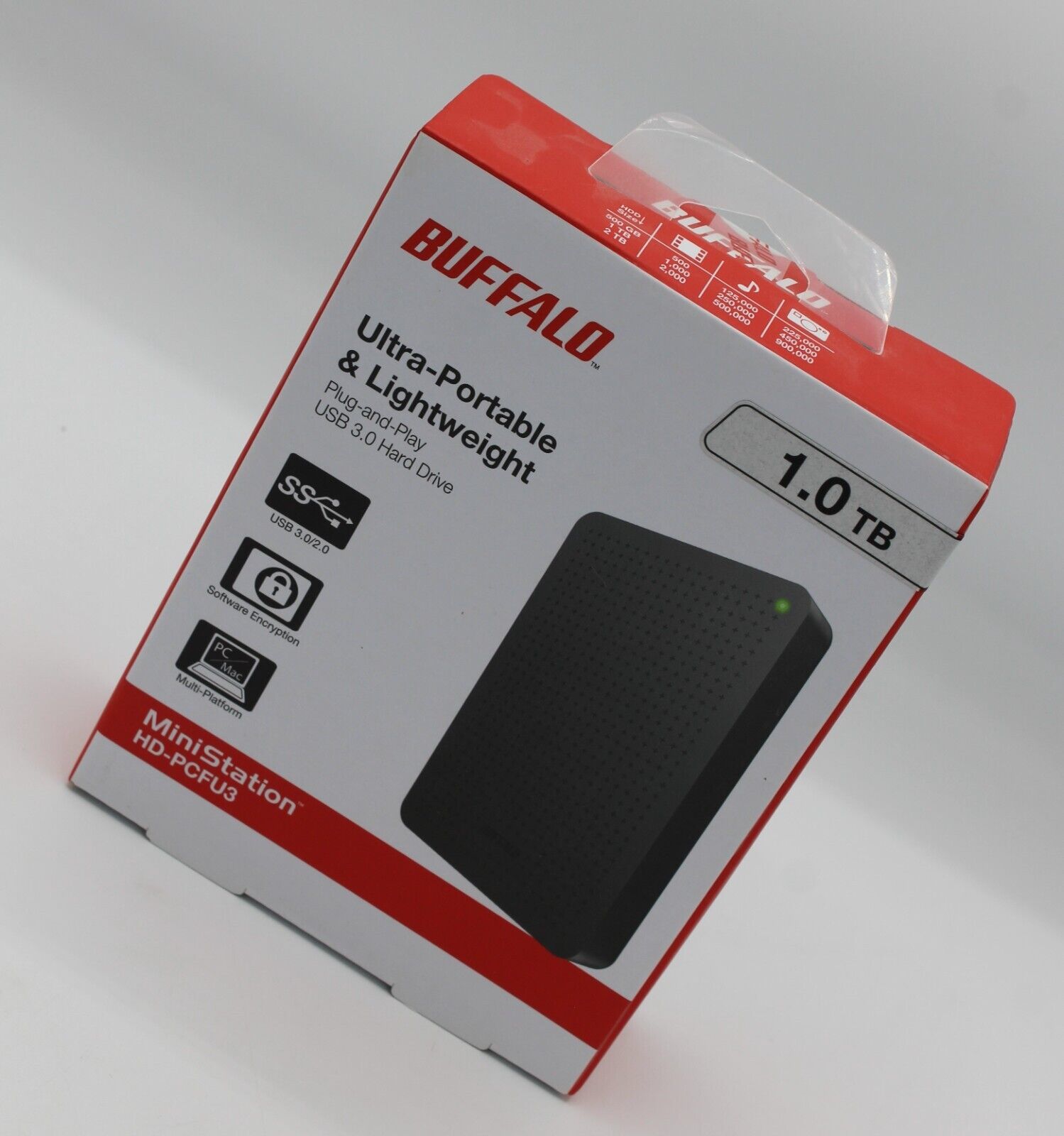 NEW Buffalo Mini Station HD-PCFU3 Plug & Play USB 3.0 Hard Drive 1.0 TB Sealed