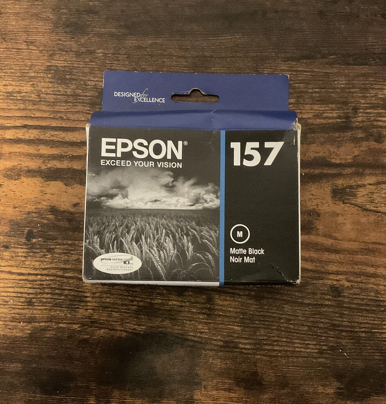 Genuine Epson 157/ T157820 Matte Black Ink exp: 04/2018 - Sealed, Damaged Box