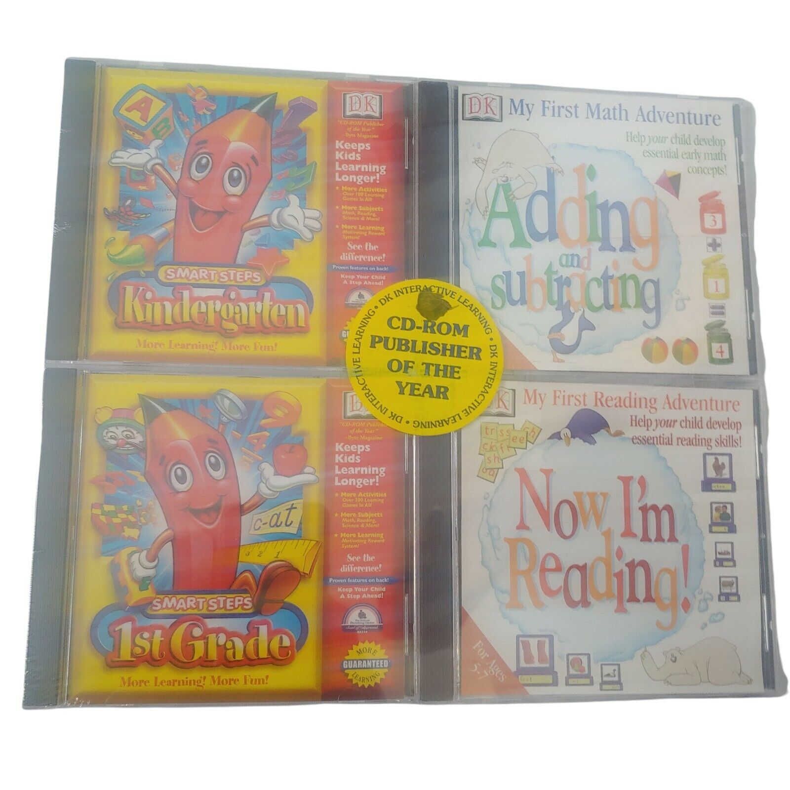 DK Interactive Learning 4 Pack CD-ROM Kindergarten 1st Grade Math Reading New