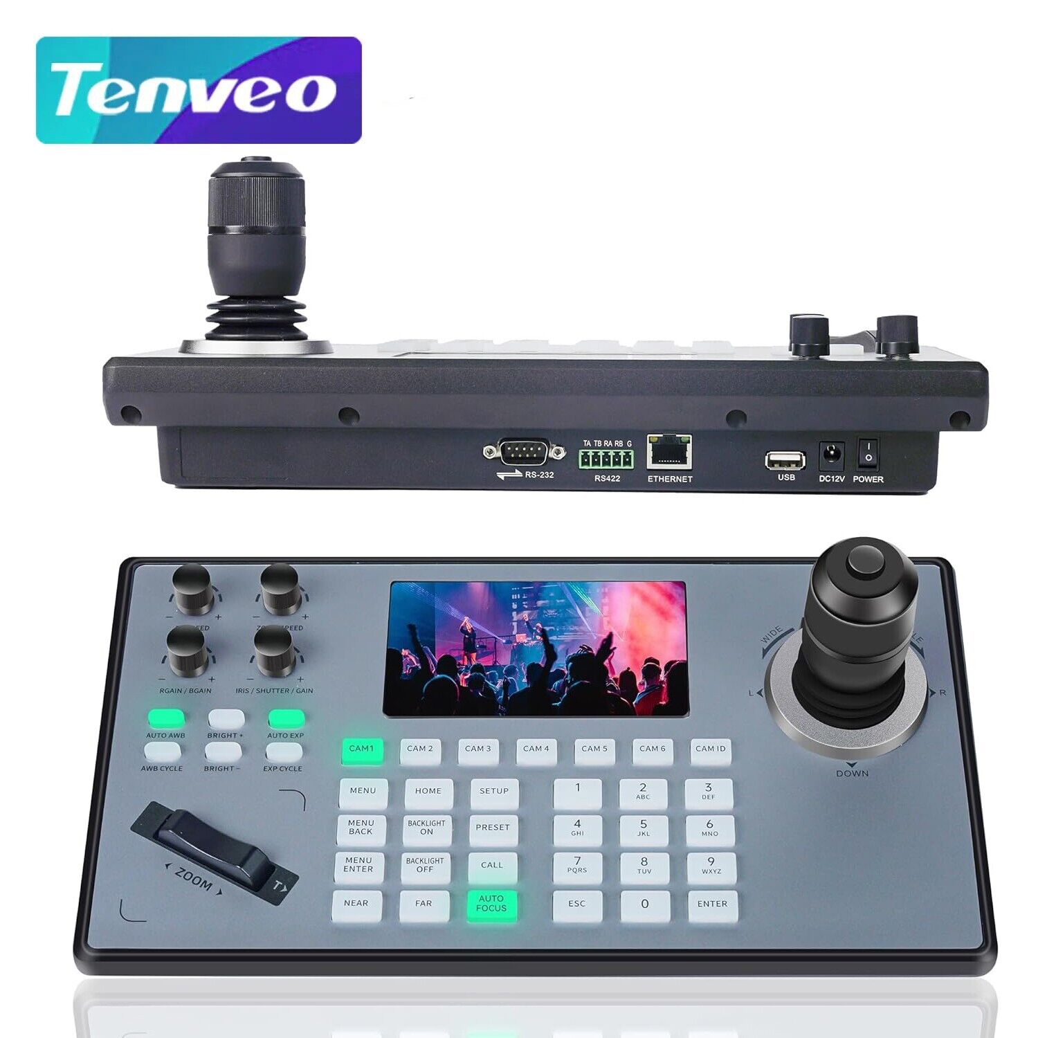 Tenveo PTZ Camera Joystick Controller 5'' LCD Screen Support NDI PoE RS232 RS485