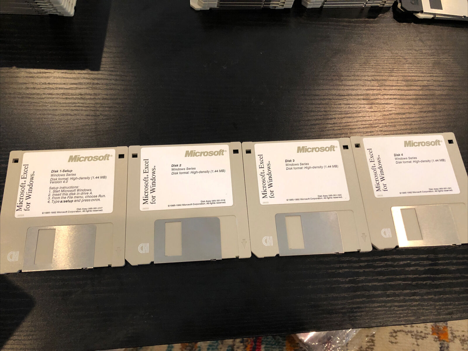 Microsoft Excel 4.0 - 3.5” Floppy Disk.  Set 4 Disks -