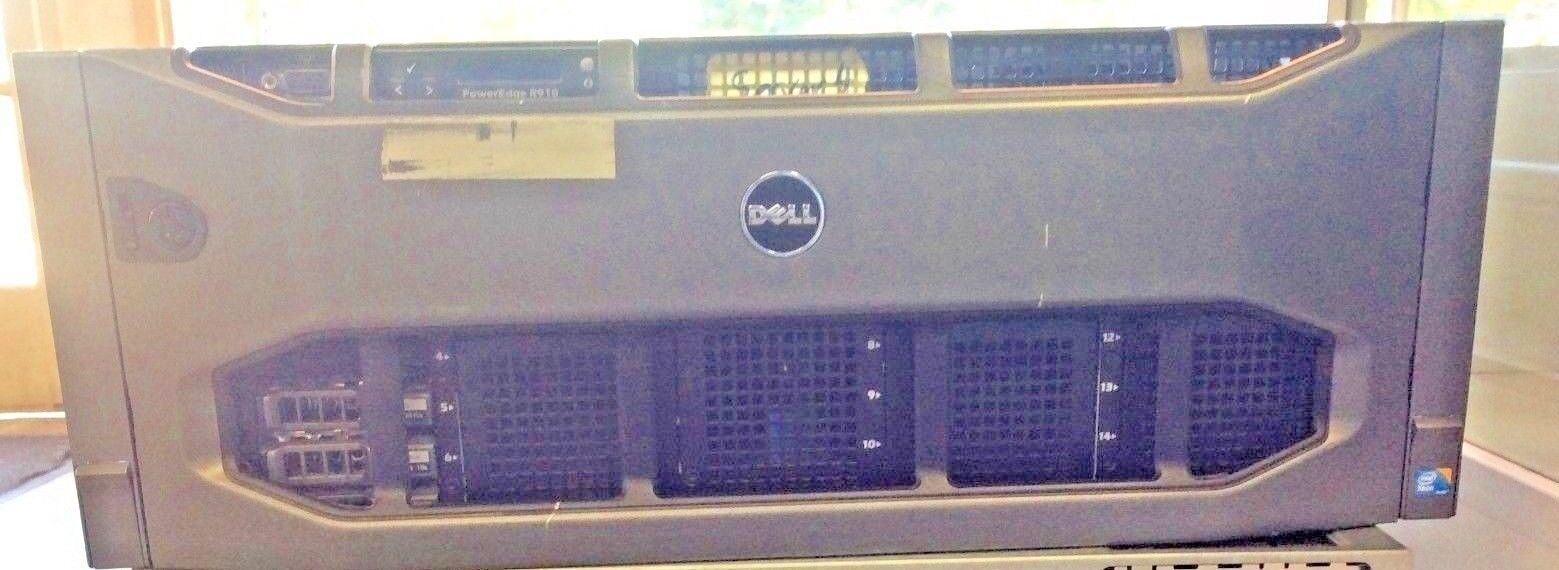 Dell PowerEdge R910 4U Server 4 Xeon E7-8837 2.6GHz 2x300gb HD 32GB RAM COA