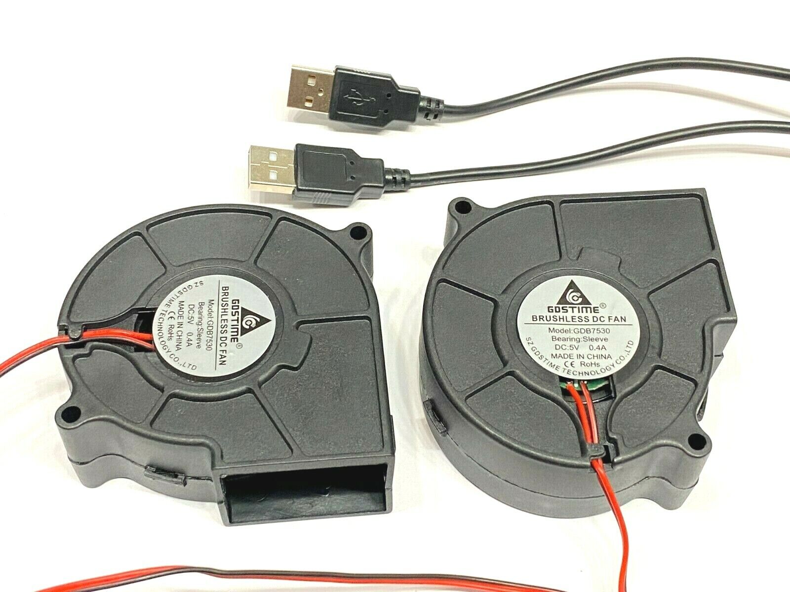 2 Pieces USB 5v Blower fan large 7530 75mm 7cm Cooling 2Pin Centrifugal