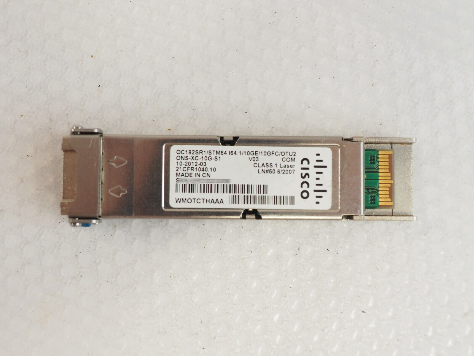 Cisco ONS-XC-10G-S1 P/N 10-2012-03 WMOTCTHAAA Transceiver Module