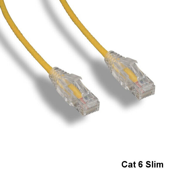 KNTK Yellow 3ft Slim Cat6 UTP Ethernet Patch Cord OD 3.6MM 28AWG Networking RJ45