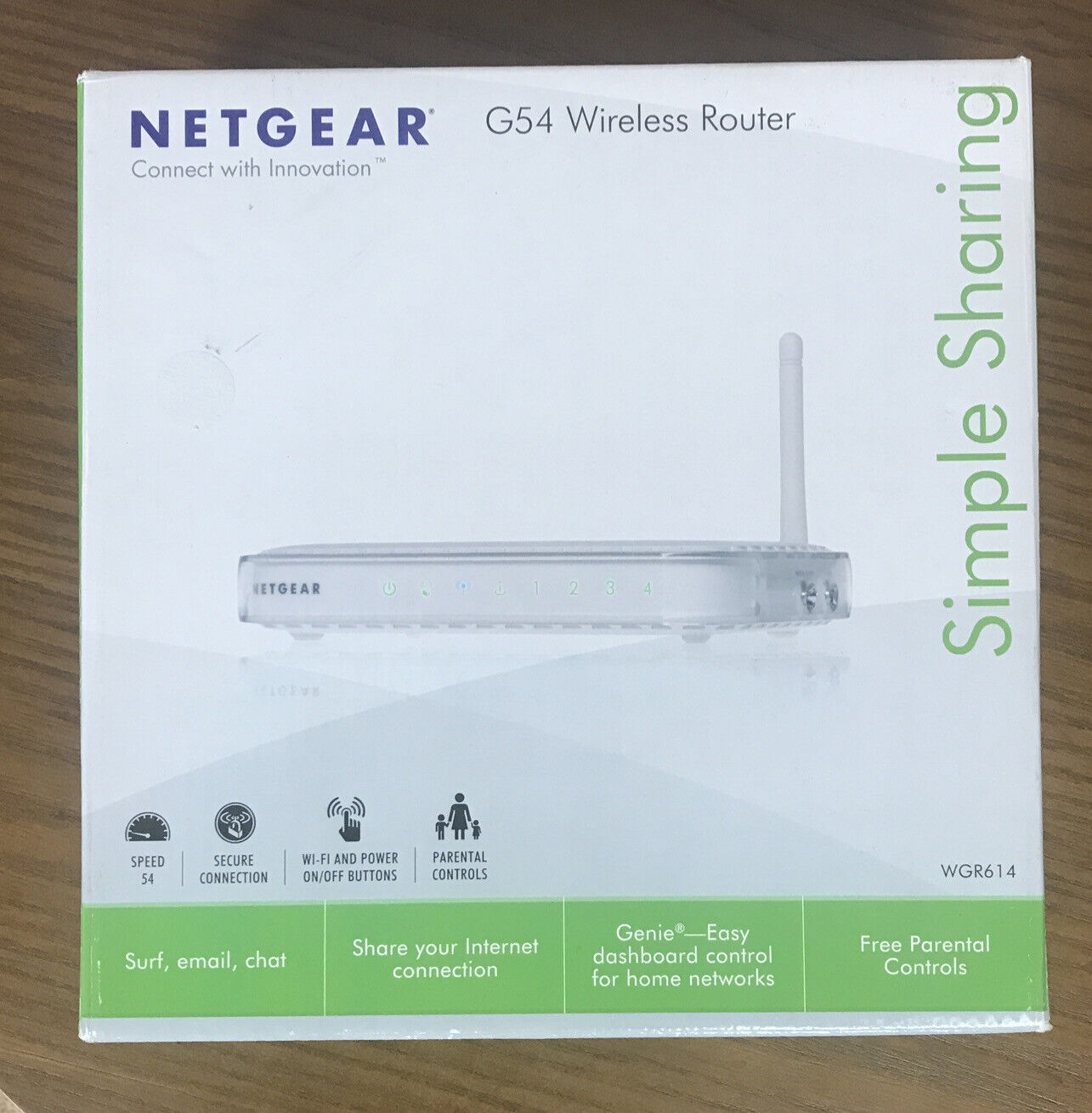 Netgear WGR614 54 Mbps 4 Port 10/100 Wireless G54 Router WGR614NA New