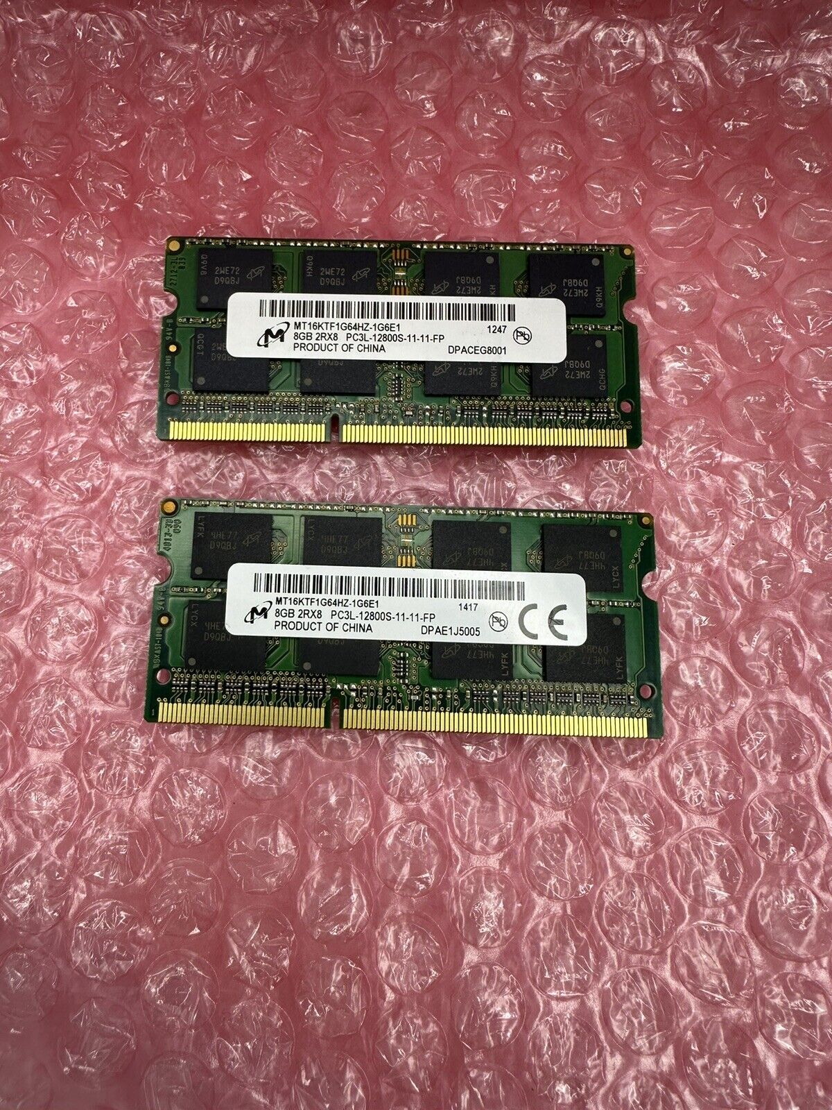 MICRON 16GB (2 x 8GB) PC3L-12800S DDR3-1600 Laptop  Memory MT16KTF1G64HZ-1G6E