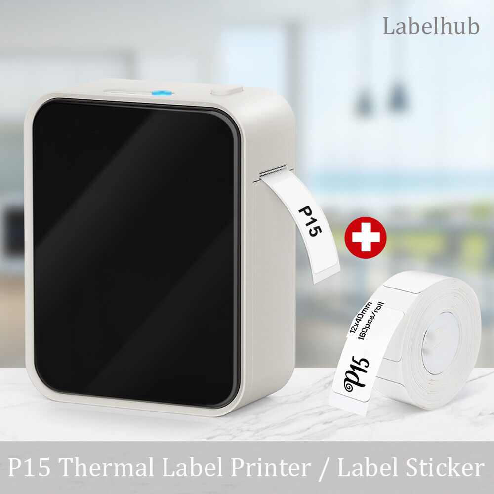 Mini Pocket Bluetooth Thermal Label Printer Wireless or Label Paper Sticker P15