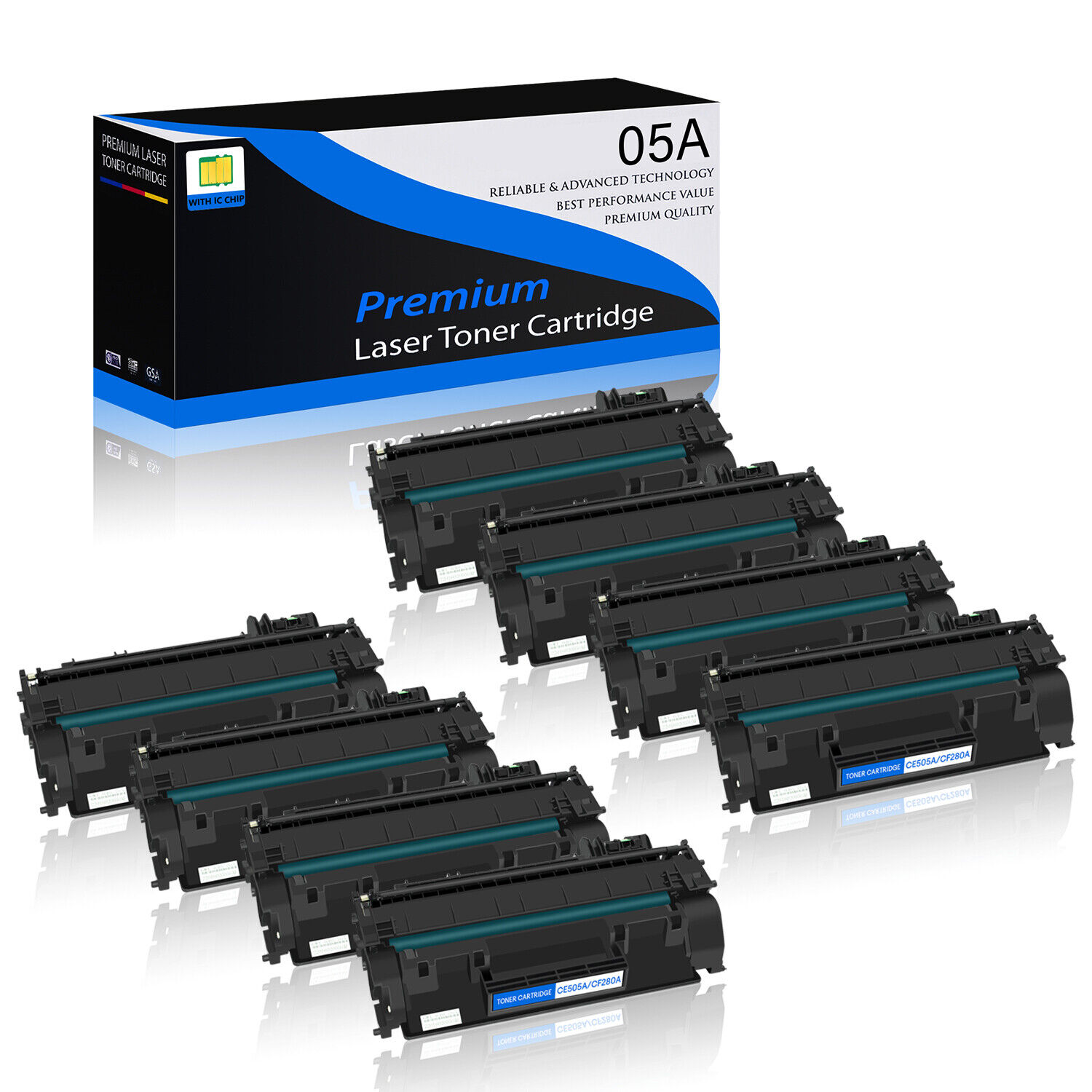 8 Pack - Black CE505A Laser Toner Cartridge for HP 05A LaserJet P2055dn P2055x
