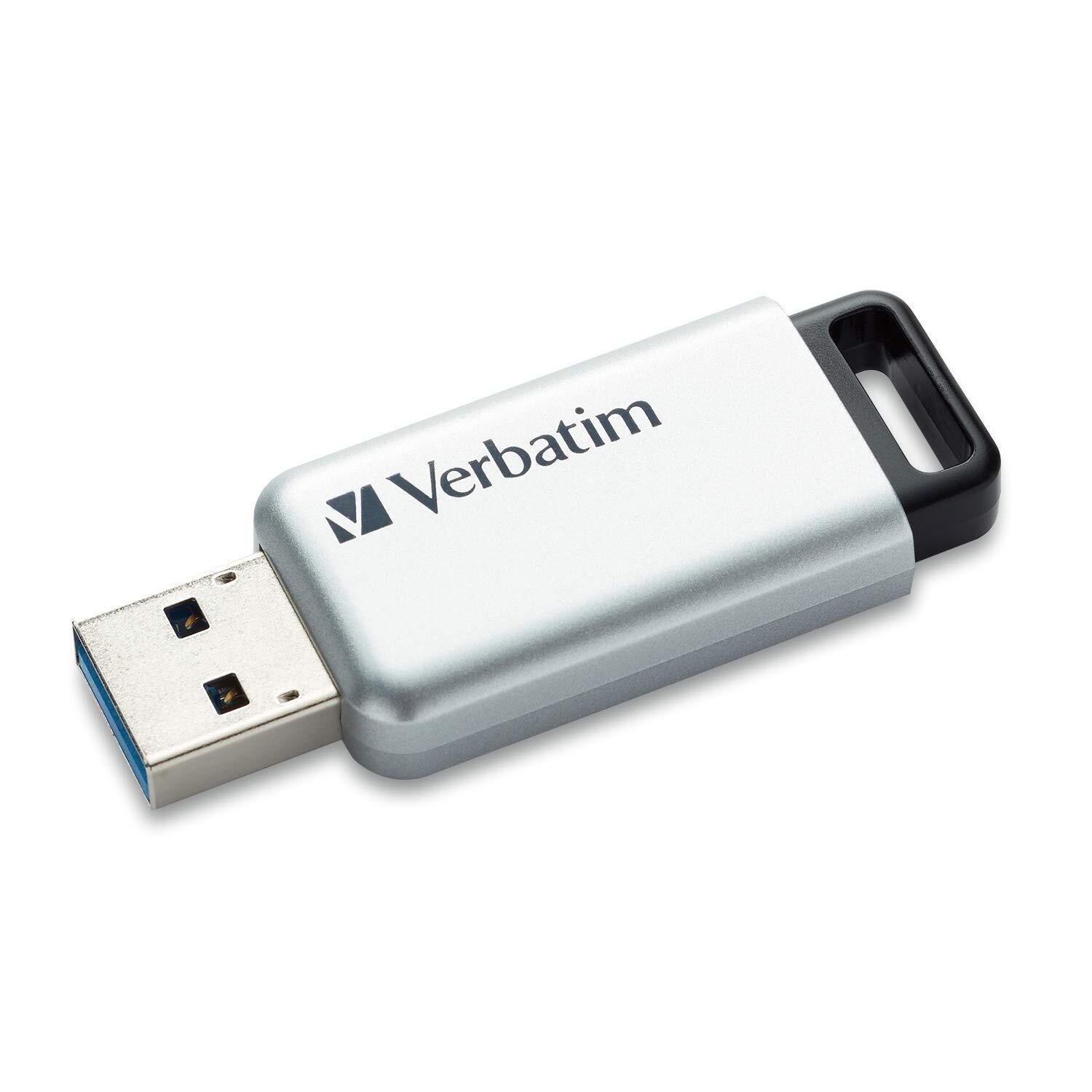 Verbatim 128GB Store \'n\' Go Secure Pro USB 3.0 Flash Drive, Silver