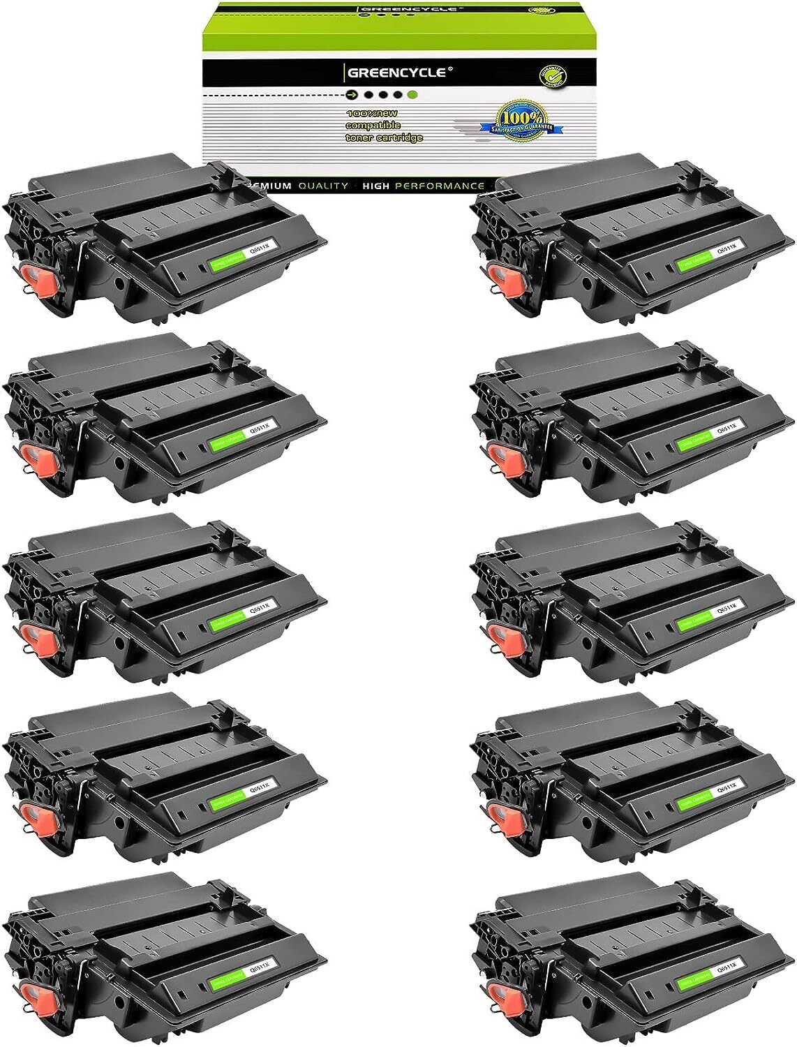 10PK Greencycle Compatible Toner fit for HP 11X Q6511X use in LaserJet 2400/2410