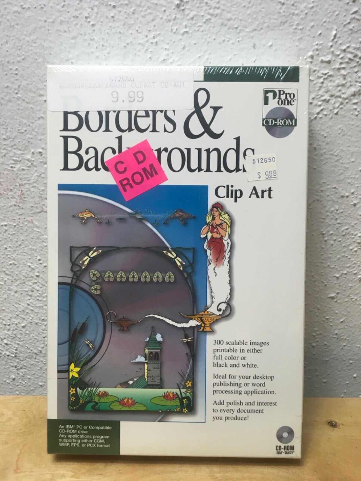 Pro One Borders & Backgrounds Clip Art CD-ROM Vintage Software NEW Sealed#b-15