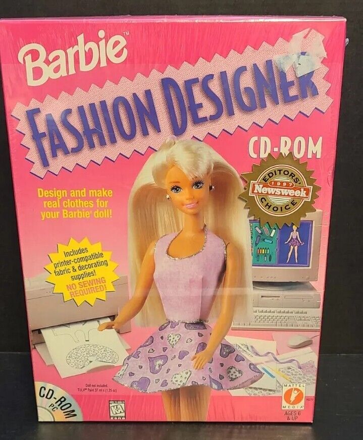 NEW SEALED BARBIE FASHION DESIGNER CD ROM COMPUTER PC GAME CLOTHING ACCESSORIES