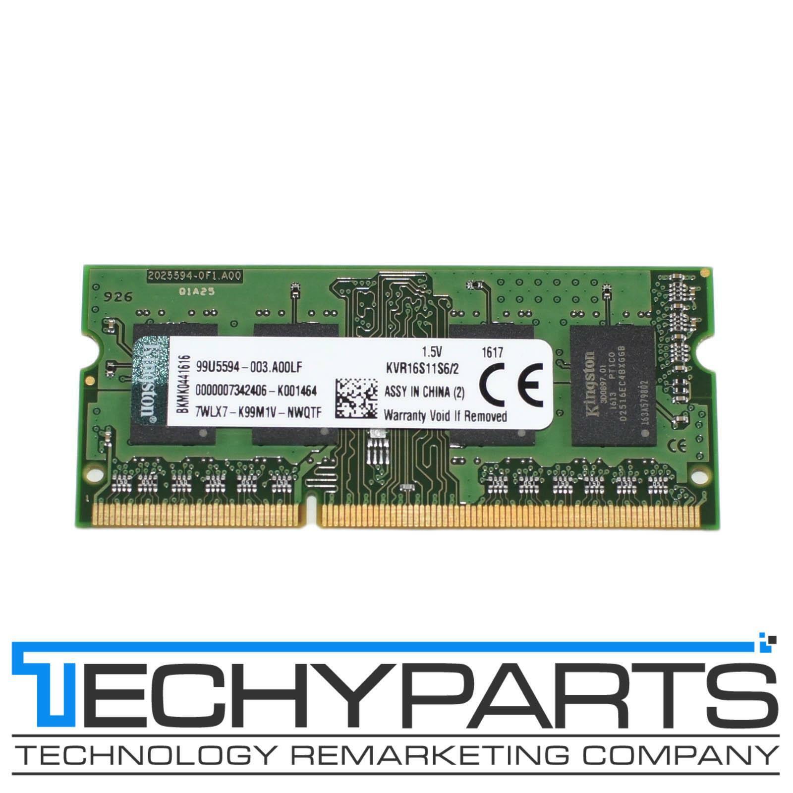 Kingston 2GB 1Rx16 DDR3-1600 PC3-12800S nonECC SODIMM Laptop Memory KVR16S11S6/2