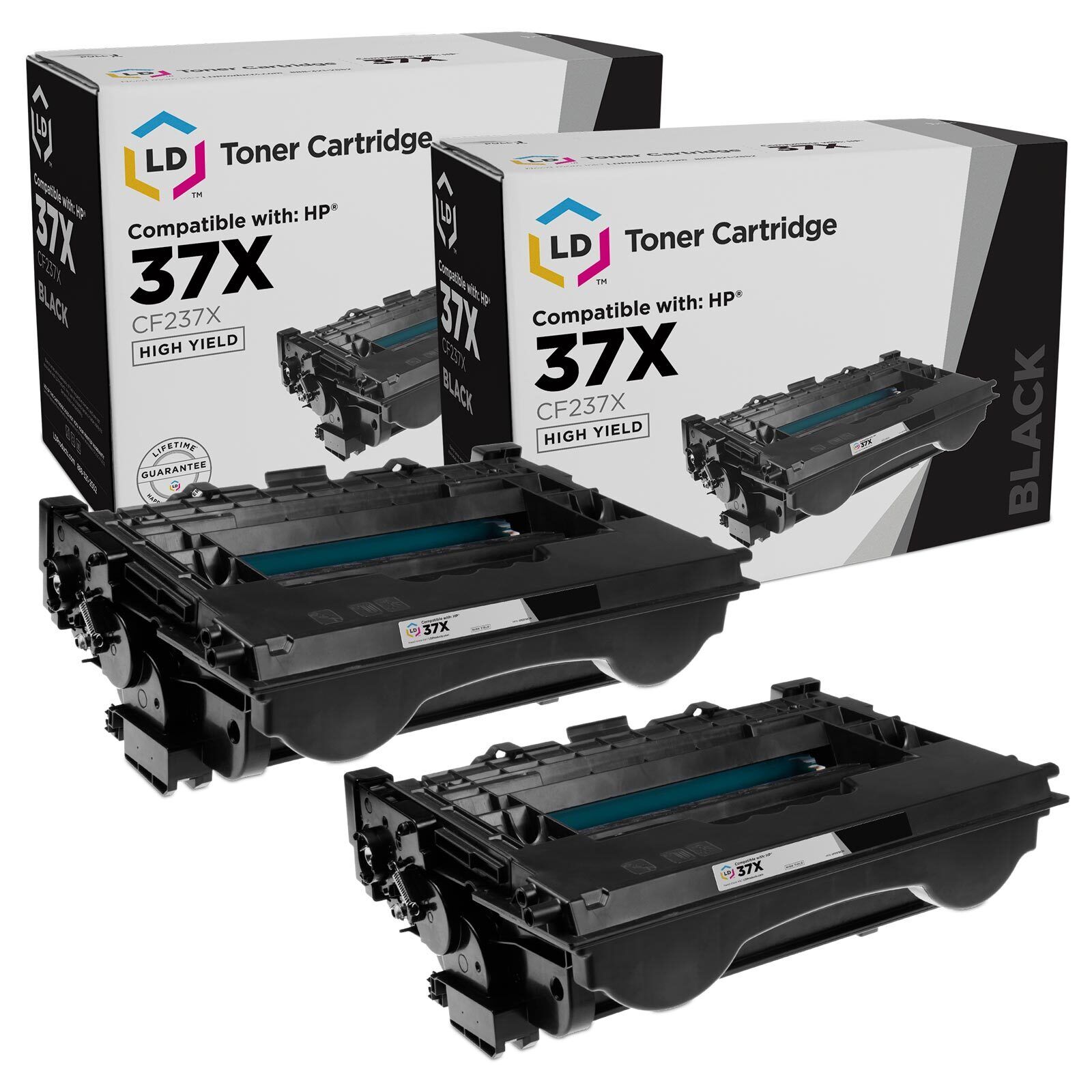LD Compatible HP 37X CF237X High Yield Black Toner 2PK for LaserJet Enterprise
