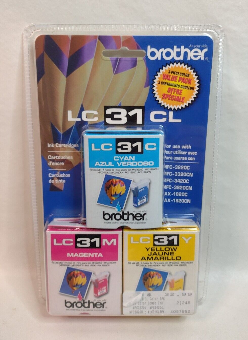 Brother LC 31 CL Ink Cartridges  Cyan, Magenta and Yellow Value Pack Of Three