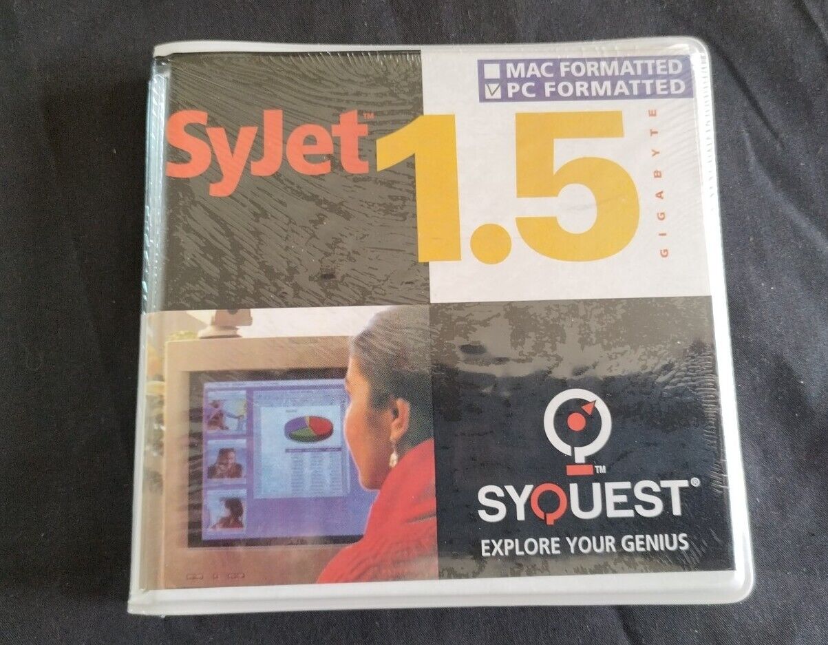 SyQuest Syjet 1.5gb Disk Cartridge New Sealed PC Formatted