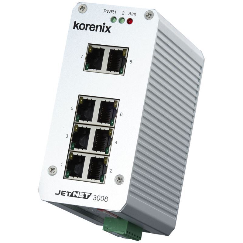 Korenix JetNet 3008 Industrial 8-Port 10/100 Fast Ethernet Switch, 