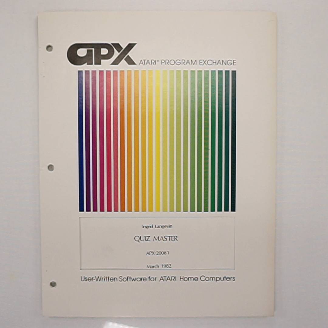 APX Quiz Master Disk/Manual - 1982 APX-20081 - Vintage Atari 8-Bit Game-tv1c