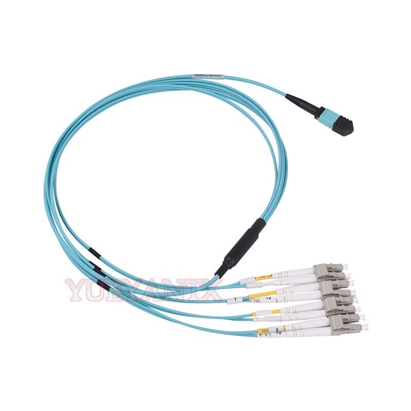 1m MPO Female to 4 LC UPC Duplex 8 Fibers Type A OM3 MM Cable 40G OSFP to 10G